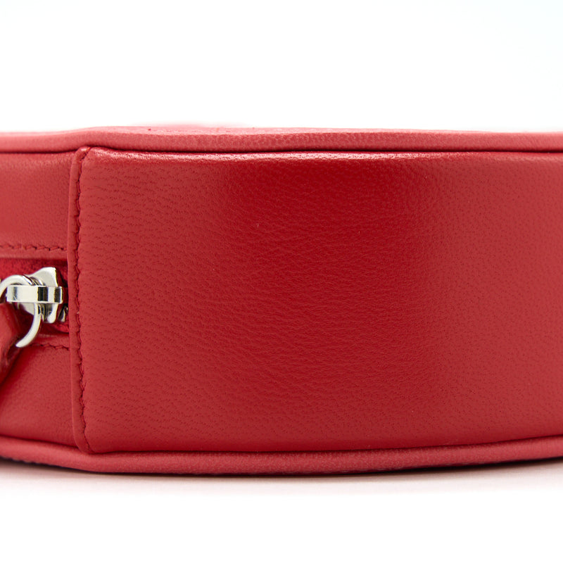 Chanel Round Crossbody Clutch Lambskin Red/Pink SHW