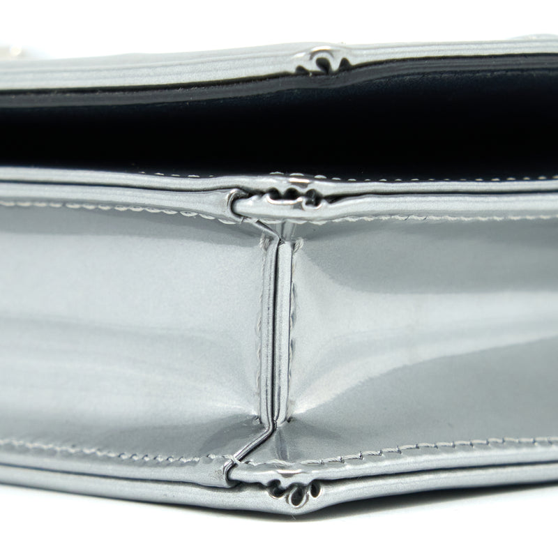 Dior Diorama Wallet On Chain Patent Metallic Silver SHW