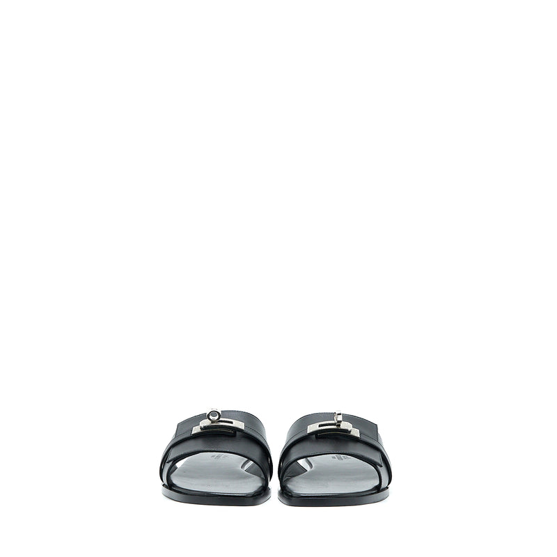 Hermes Size 38 Guilia Sandal Calfskin Black SHW