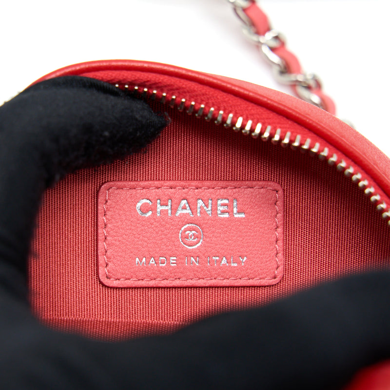 Chanel Round Crossbody Clutch Lambskin Red/Pink SHW