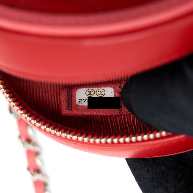 Chanel Round Crossbody Clutch Lambskin Red/Pink SHW