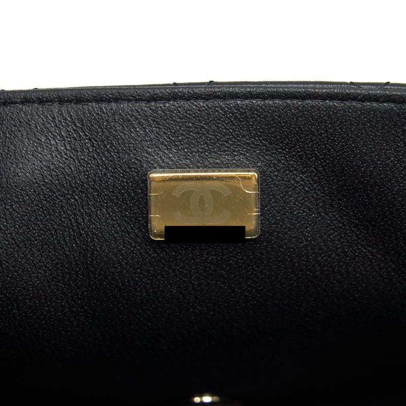 Chanel Mini Square Flap Bag Lambskin Black LGHW (Microchip)