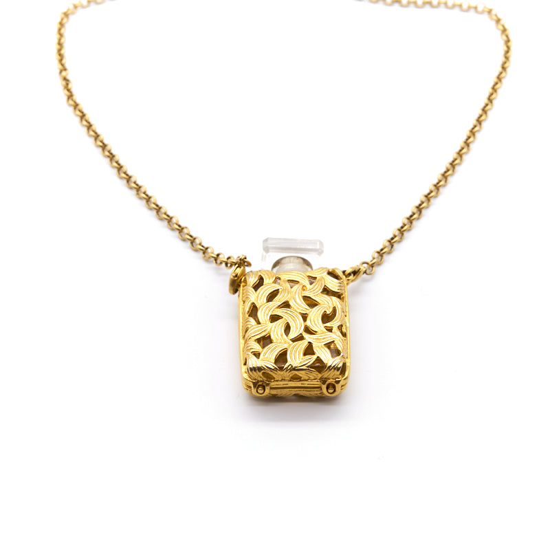 Chanel Vintage CC Logos Gold Chain Perfume Pendant Necklace - EMIER