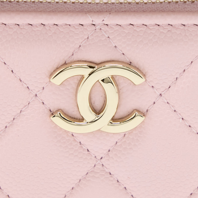 Chanel 22S Top Handle Vanity Bag Caviar Light Pink LGHW (Microchip)