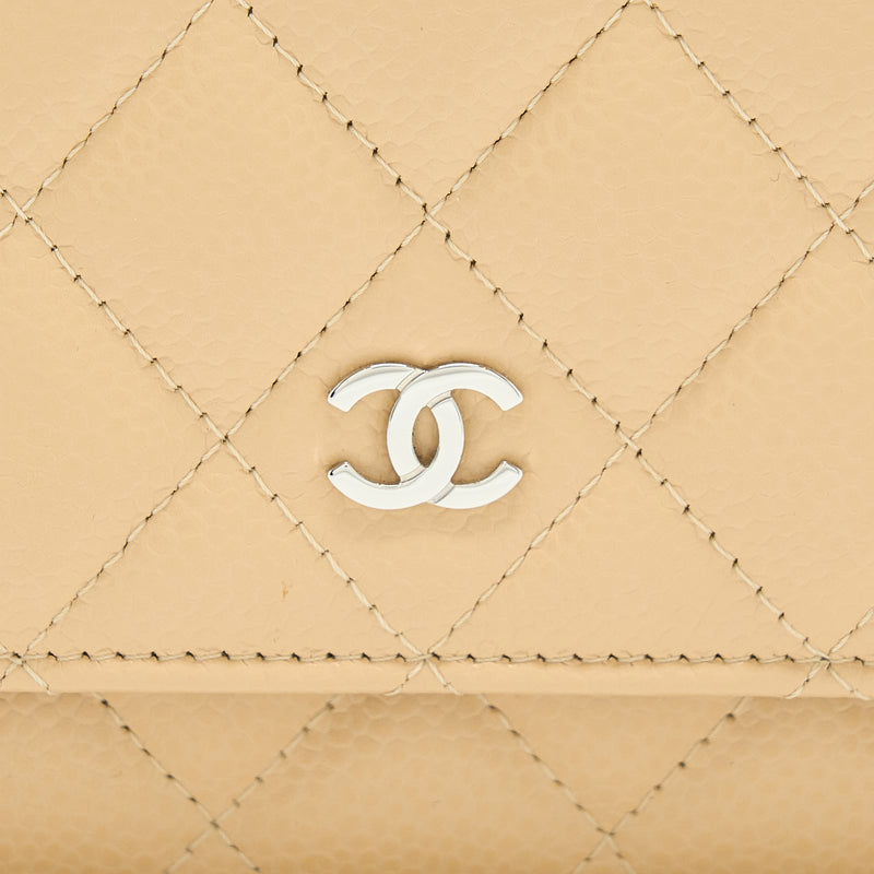 Chanel Classic Wallet On Chain Caviar Beige SHW (Microchip)