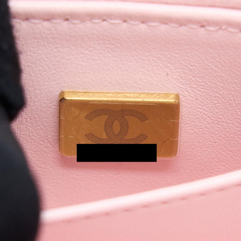 Chanel 22S Top Handle Vanity Bag Caviar Light Pink LGHW (Microchip)