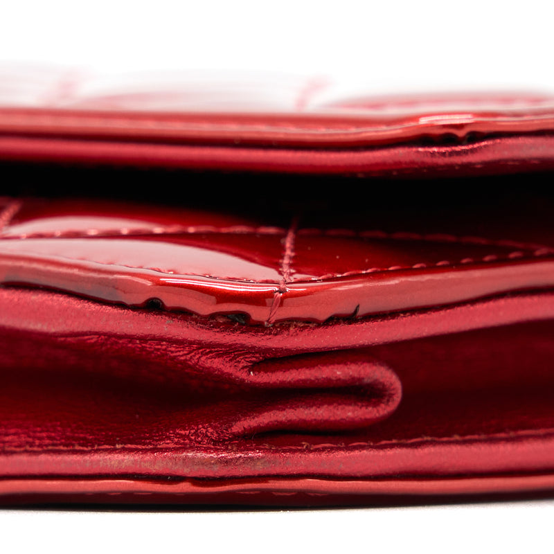 Chanel Boy Wallet On Chain Patent Metallic Red SHW