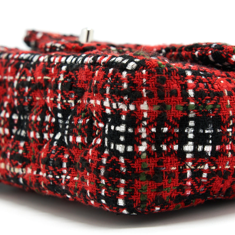 Chanel Mini Rectangular Flap Bag Tweed Red/ Black SHW