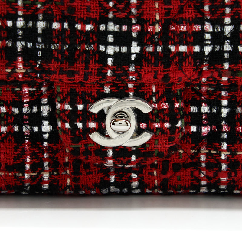 Chanel Mini Rectangular Flap Bag Tweed Red/ Black SHW
