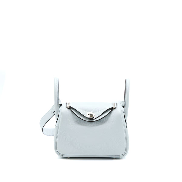 Hermes Mini Lindy Clemence Blue Pale SHW Stamp U