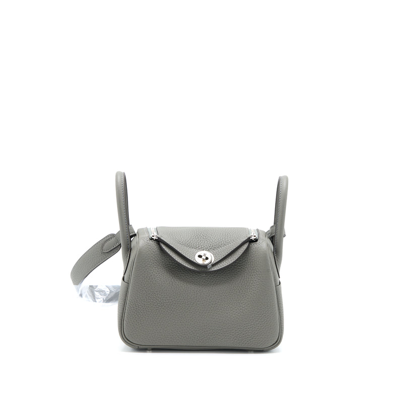 Hermes Mini Lindy Clemence 0L Gris Meyer SHW Stamp U