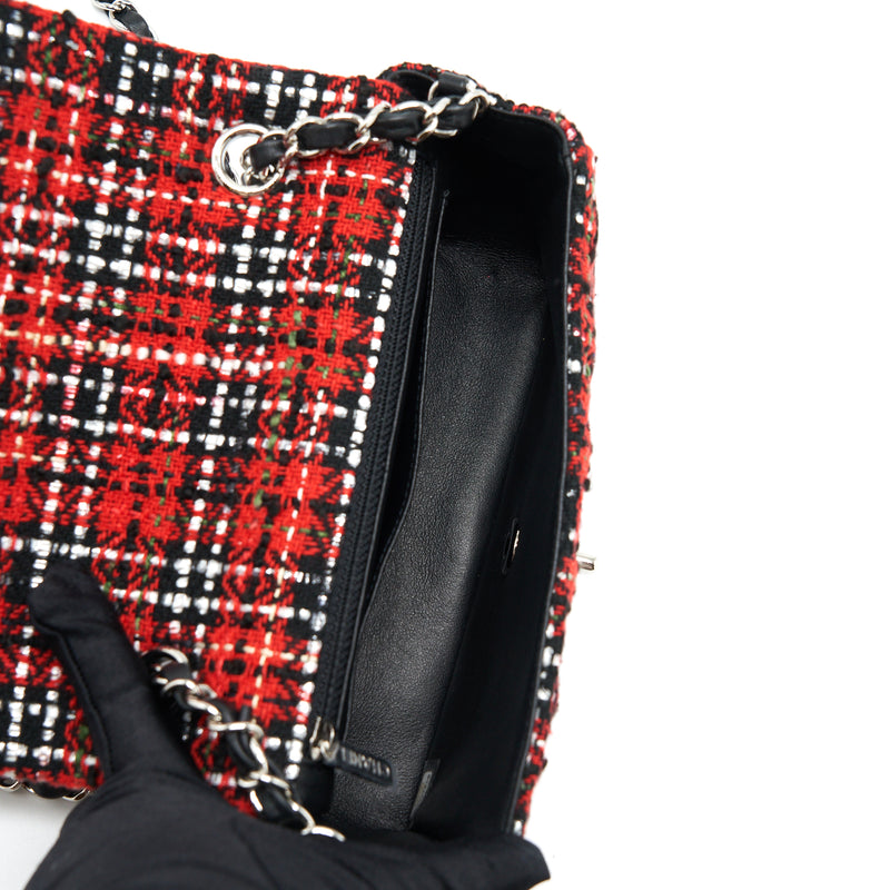 Chanel Mini Rectangular Flap Bag Tweed Red/ Black SHW
