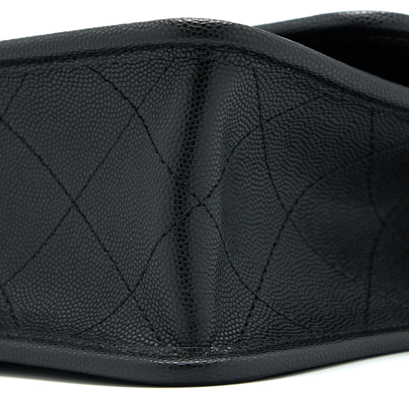 Chanel 22K Top Handle Messenger Bag Caviar Black Brushed GHW (Microchip)