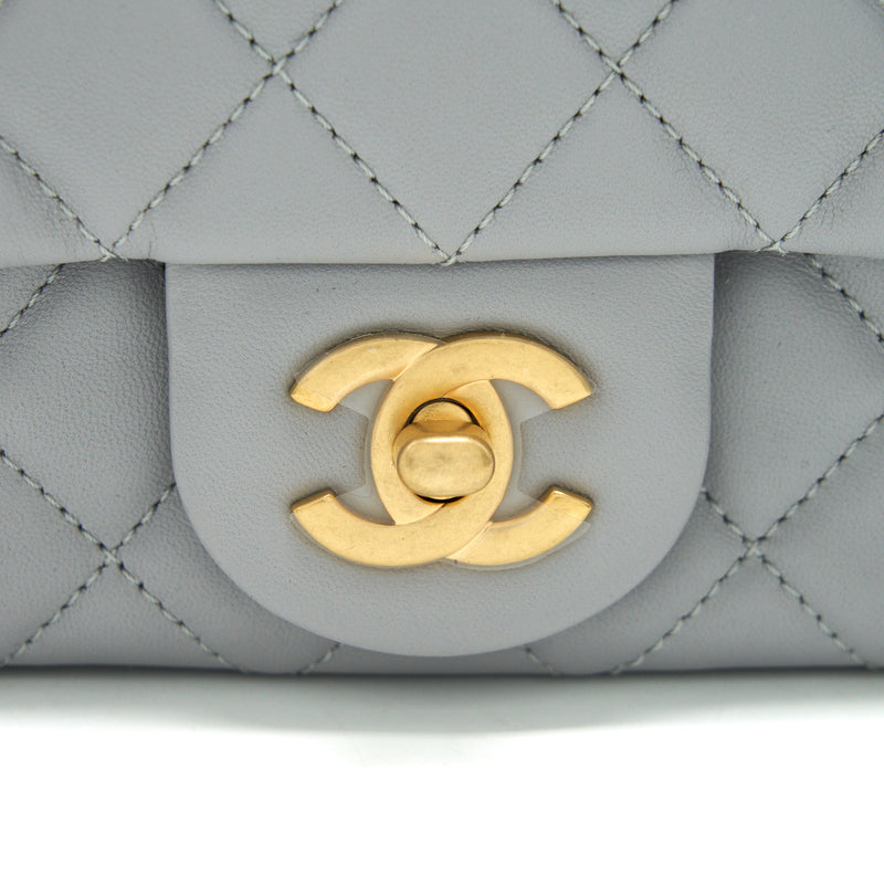 Chanel 21B Pearl Crush mini square Flap Bag grey GHW