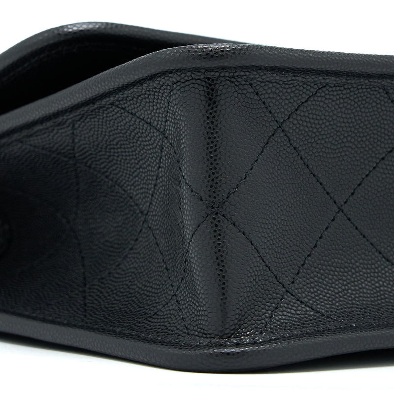 Chanel 22K Top Handle Messenger Bag Caviar Black Brushed GHW (Microchip)