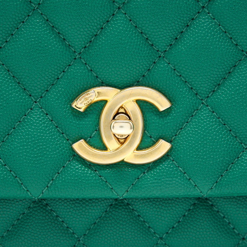 Chanel Cocohandle Flap Bag Medium Green with GHW