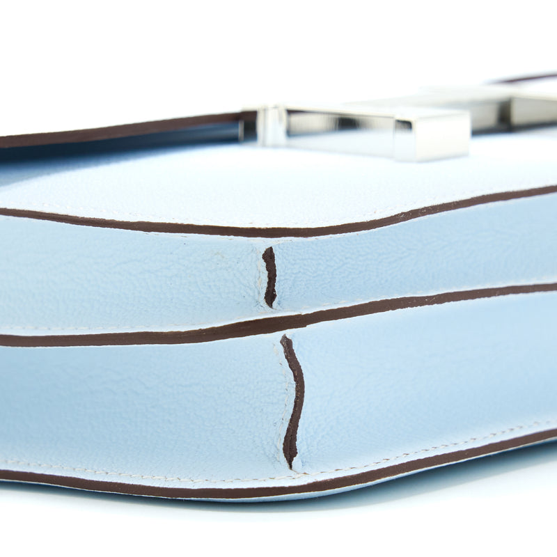 Hermes Mini Constance Chevre Mysore T0 Blue Brume SHW Stamp U