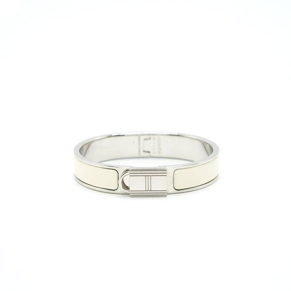 Hermes Clic Cadenas Bracelet Blanc SHW size ST
