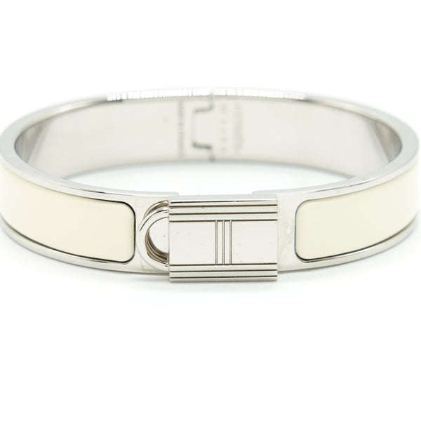 Hermes Clic Cadenas Bracelet Blanc SHW size ST