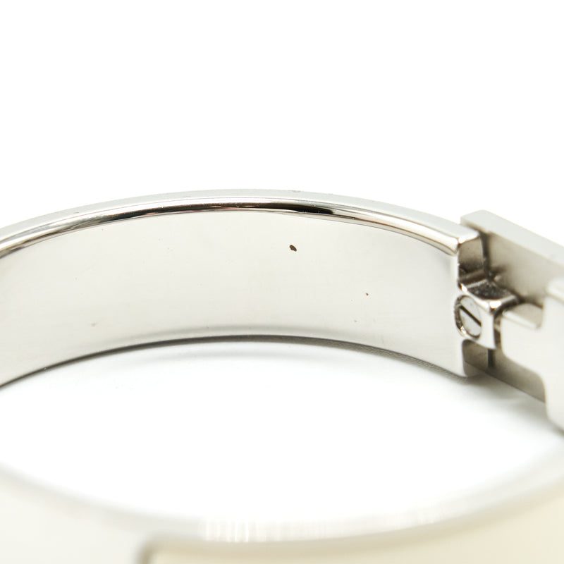 Hermes Clic Cadenas Bracelet Blanc SHW size ST