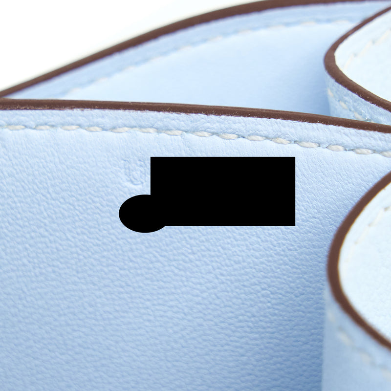Hermes Mini Constance Chevre Mysore T0 Blue Brume SHW Stamp U