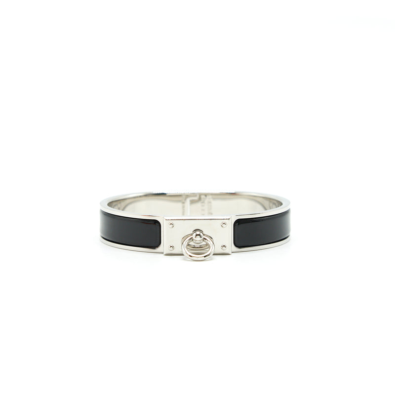 Hermes Clic Anneau Bracelet Black SHW size ST