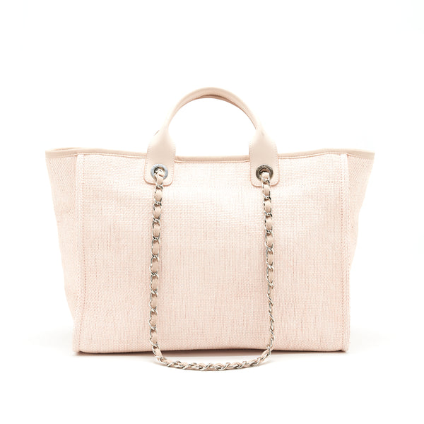 CHANEL DEAUVILLE MM TOTE BAG CANVAS PINK SHW