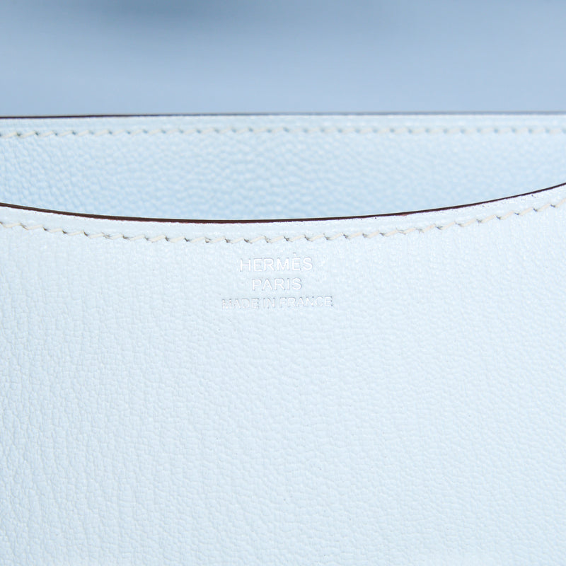 Hermes Mini Constance Chevre Mysore T0 Blue Brume SHW Stamp U