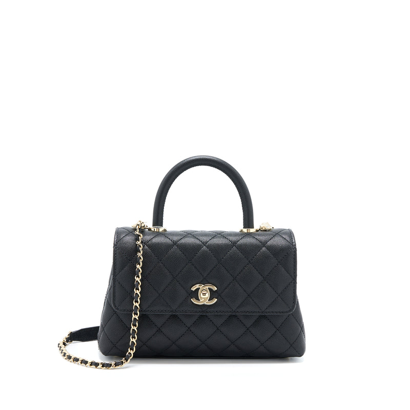 Chanel Small Coco Handle Flap Bag Caviar Black LGHW (Microchip)