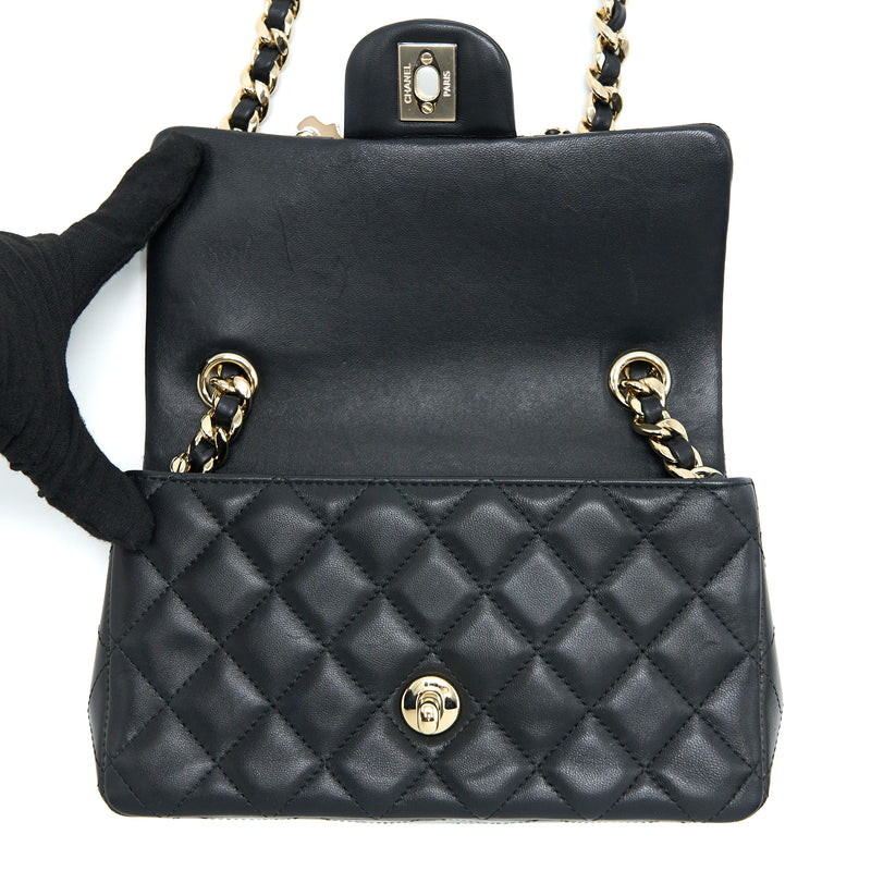 Chanel Mini Rectangular with Coco Bag Charm Limited Edition Lambskin Black LGHW