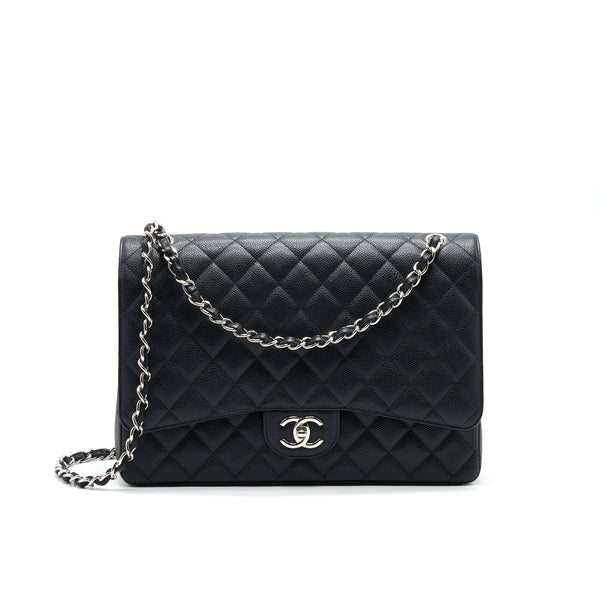 CHANEL CAVIER CLASSIC MAXI DOUBLE FLAP BAG BLACK SHW