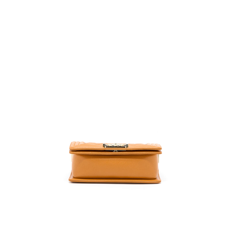 Chanel Small Boy Bag Caviar 21A NC630 Caramel LGHW (Microchip)