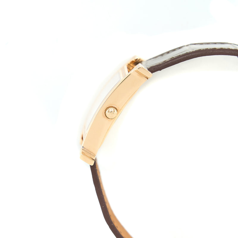 Hermes Heure H Watch Medium Model 30mm Rose Gold Mother of Pearl/Diamond Gem Set Case Alligator Strap