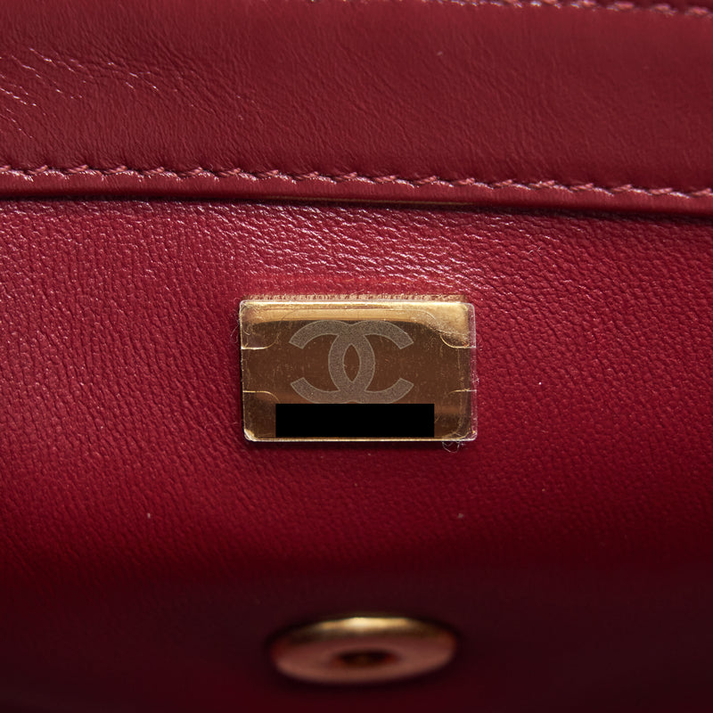 Chanel 21A Medium Gold Crush Flap Bag Calfskin NC635 Burgundy GHW (Microchip)