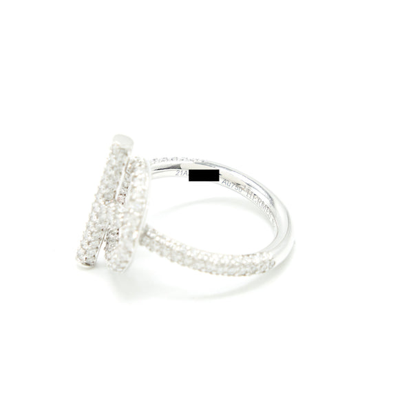 Hermes size 52 Echappe Hermes Ring, Small Model White Gold with Diamonds