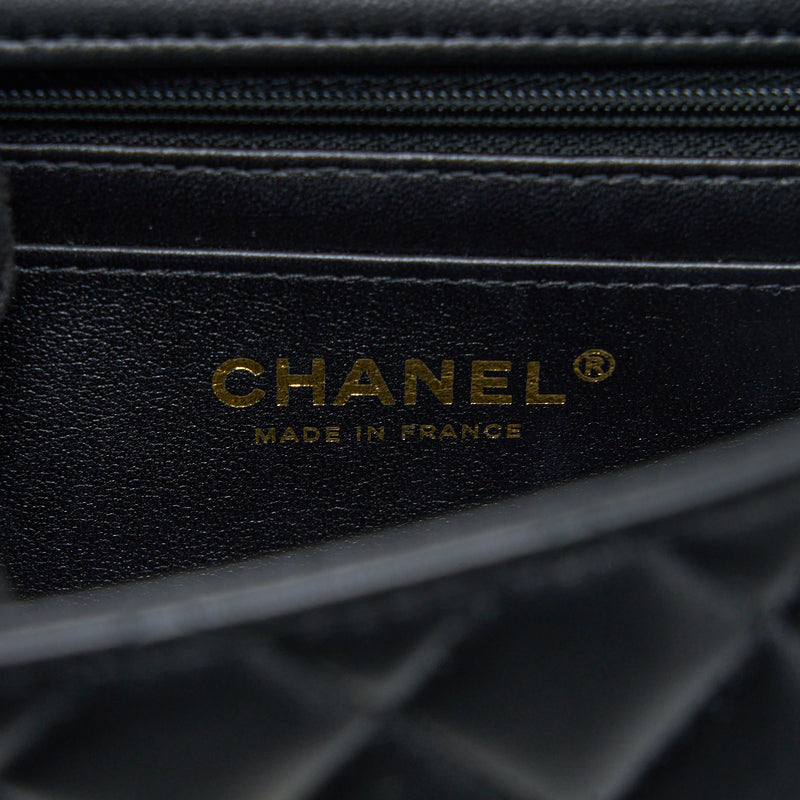 Chanel Top Handle Mini Rectangular Flap Bag Lambskin Black LGHW (Microchip)
