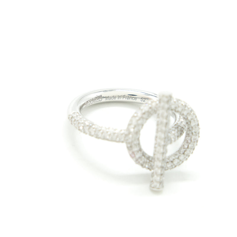 Hermes size 52 Echappe Hermes Ring, Small Model White Gold with Diamonds