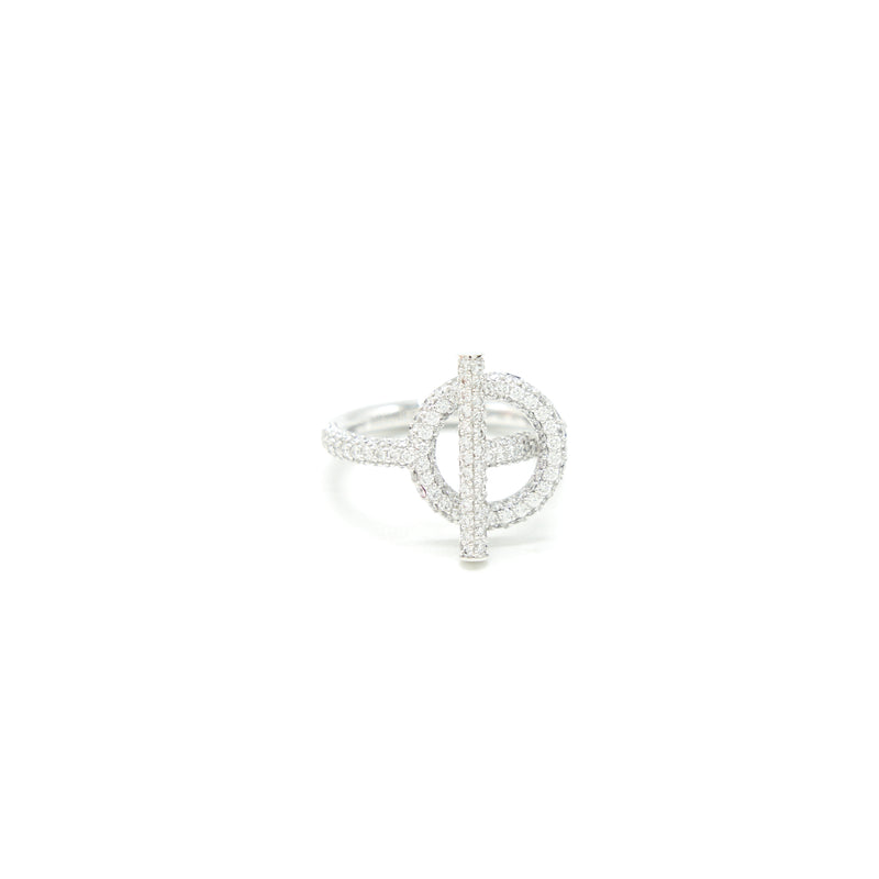 Hermes size 52 Echappe Hermes Ring, Small Model White Gold with Diamonds