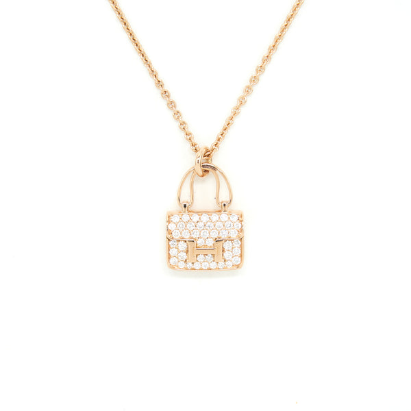Hermes New Version Amulettes Constance Pendent rose gold with diamond