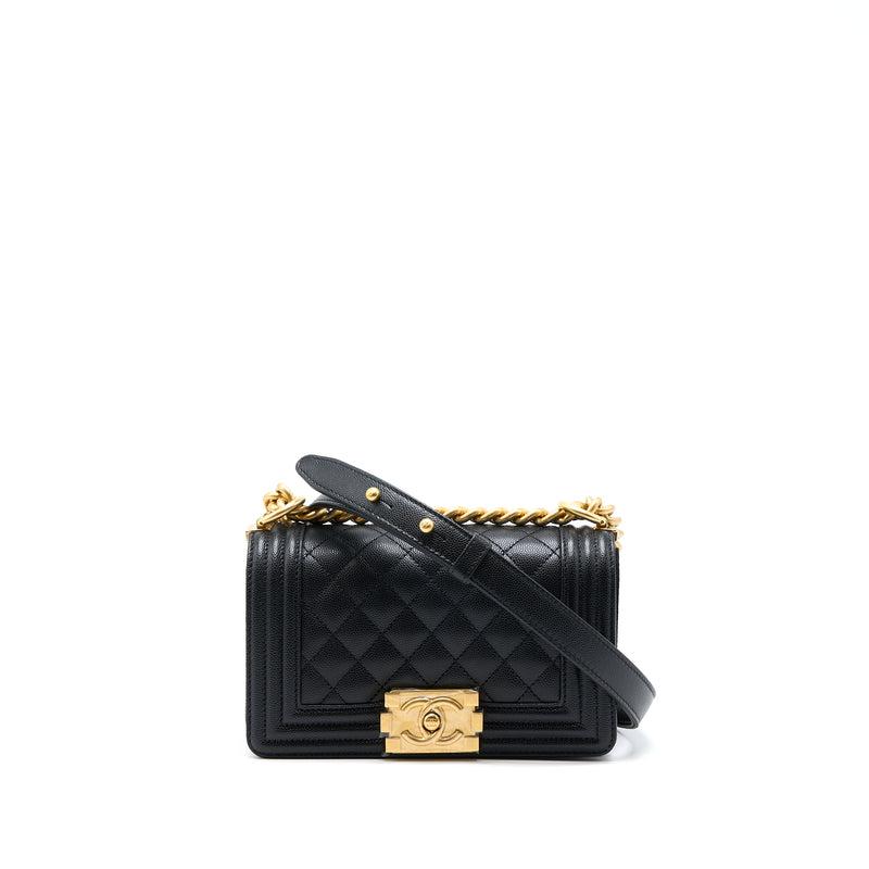 Chanel Small Boy Bag Caviar Black With Brushed GHW(Microchip)