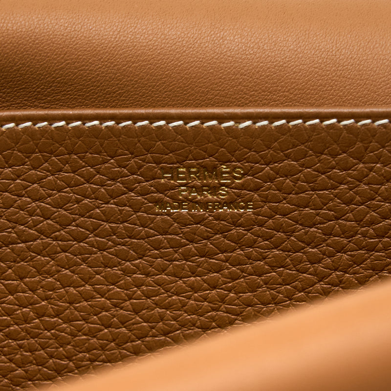 Hermes Halzan 25 Bag Clemence Gold GHW Stamp Z