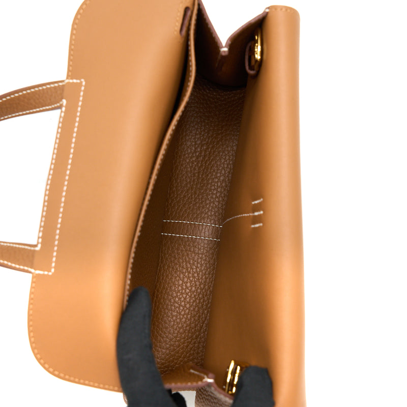 Hermes Halzan 25 Bag Clemence Gold GHW Stamp Z