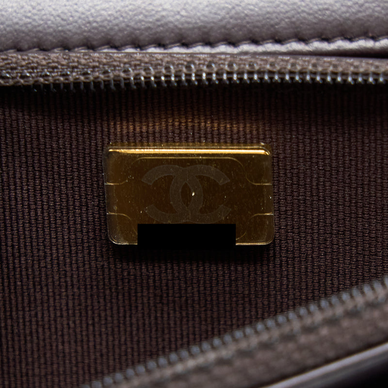 Chanel Gold Pillar Wallet On Chain Lambskin Dark Brown Brushed GHW(Microchip)