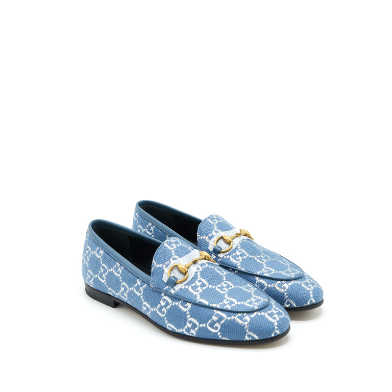 Gucci Size 36 Jordanian GG Canvas Loafer Blue GHW
