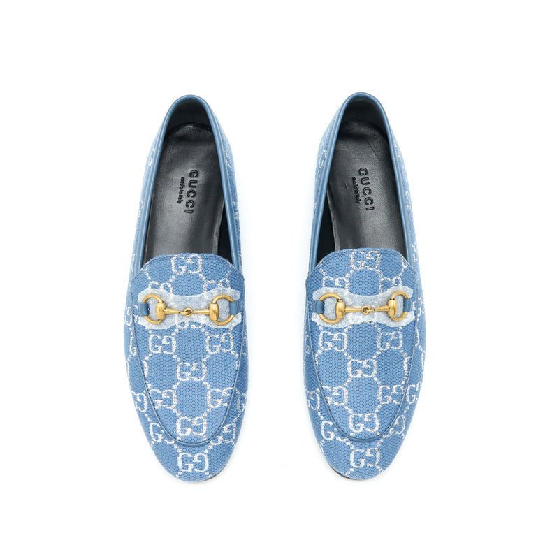 Gucci Size 36 Jordanian GG Canvas Loafer Blue GHW