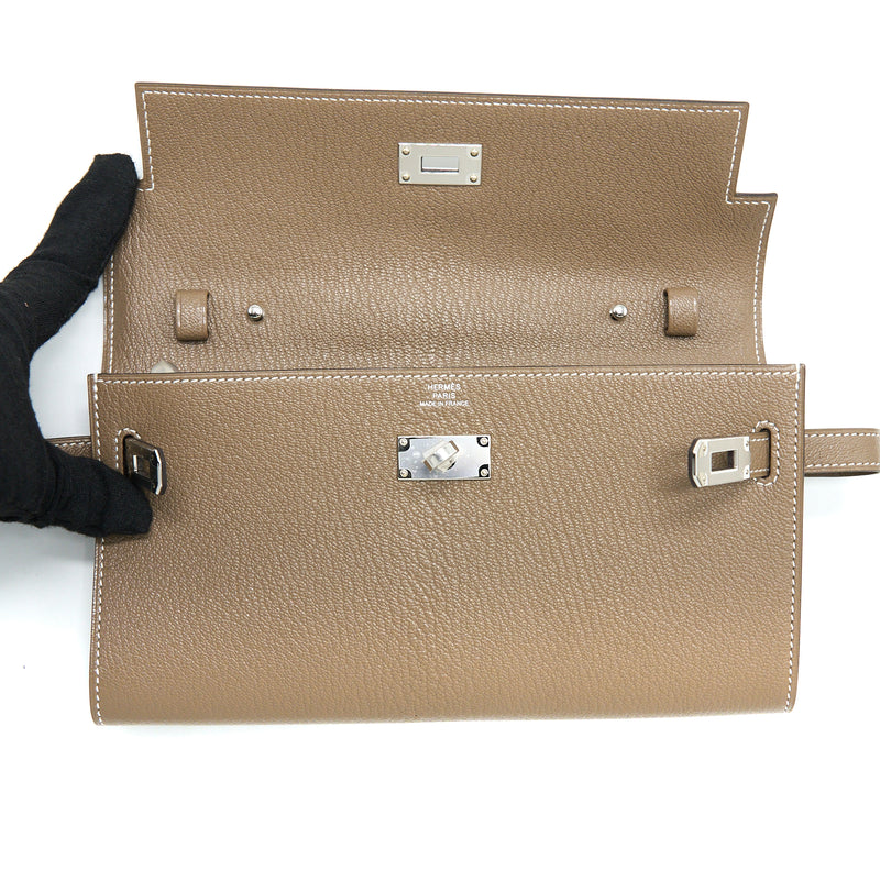 Hermes Kelly To Go Chevre Mysore Etoupe SHW Stamp U