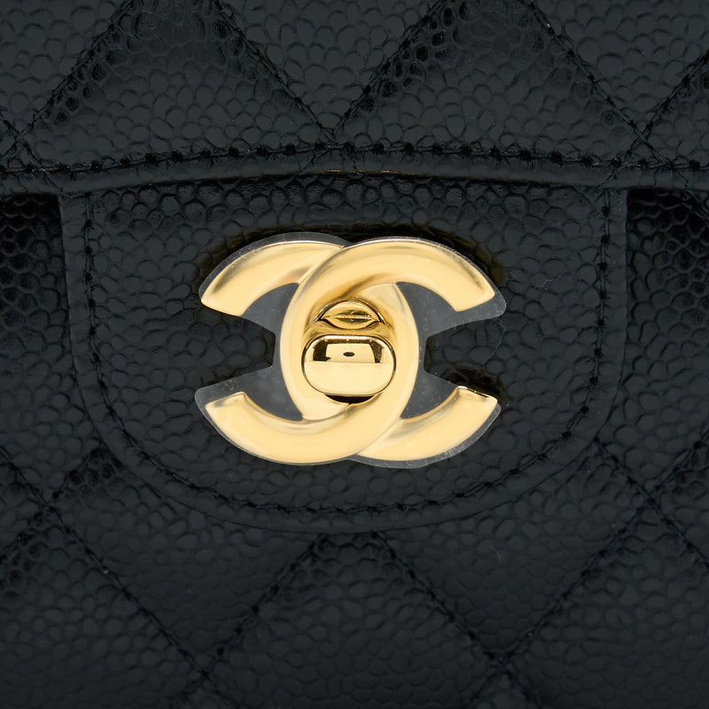 Chanel Small Classic Double Flap Caviar Black GHW (Microchip)