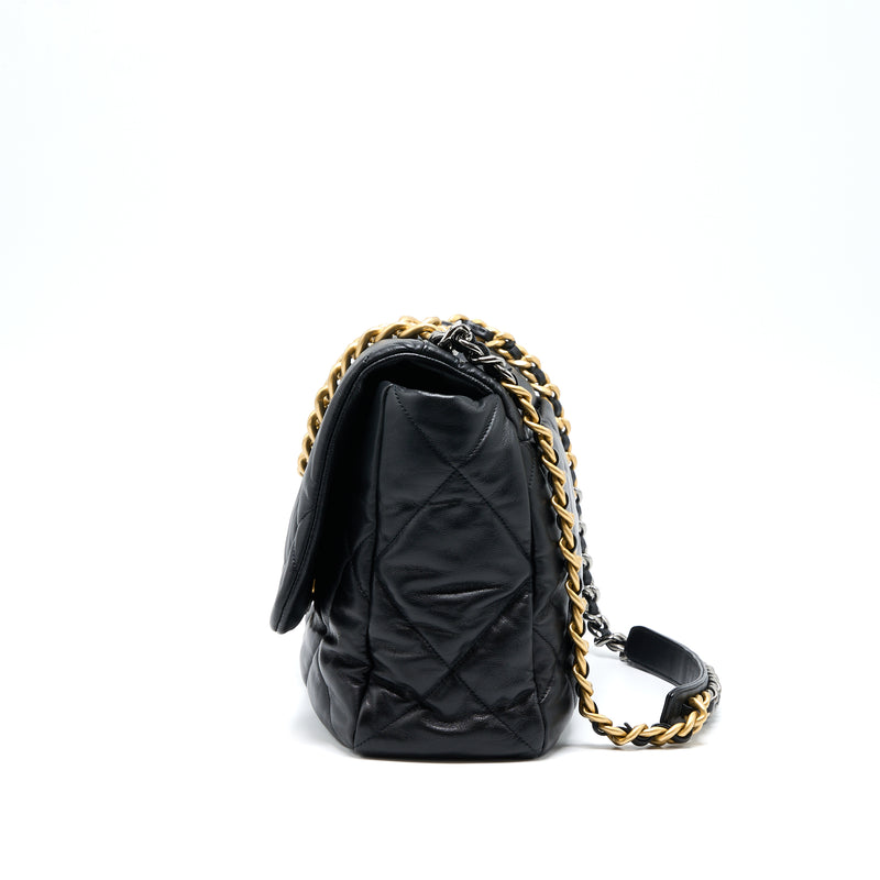 Chanel MAXI 19 Bag Goatskin Black Multicolour Hardware