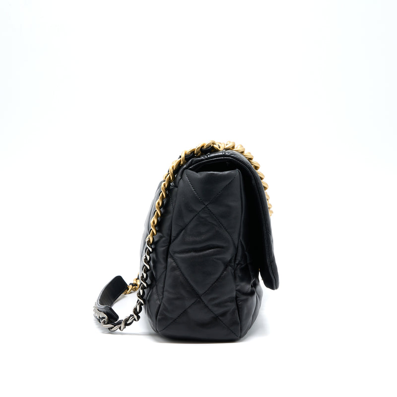 Chanel MAXI 19 Bag Goatskin Black Multicolour Hardware