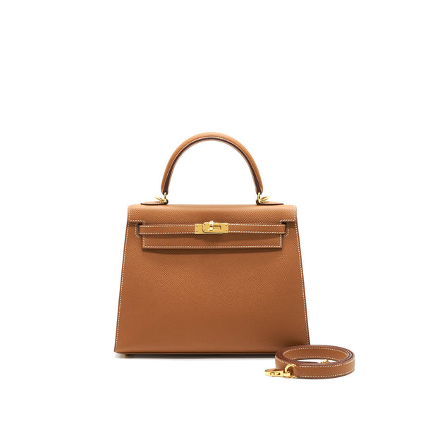 HERMES KELLY 25 SELLIER GOLD WITH GHW STAMP Z